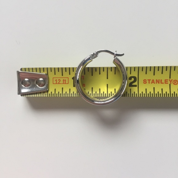 Simple Sterling Silver Hoop Earrings 925 - Picture 5 of 7